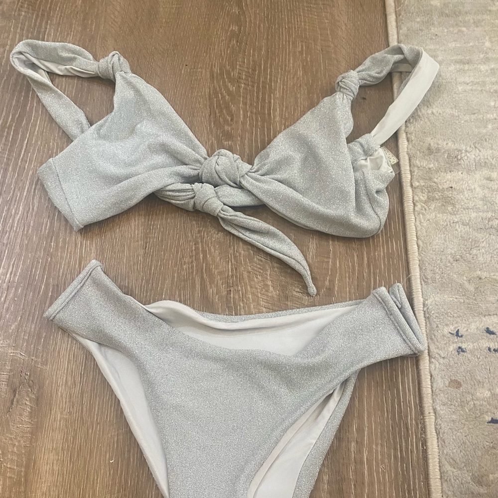 Devon Windsor NWT size Small silver shimmer bathing suit